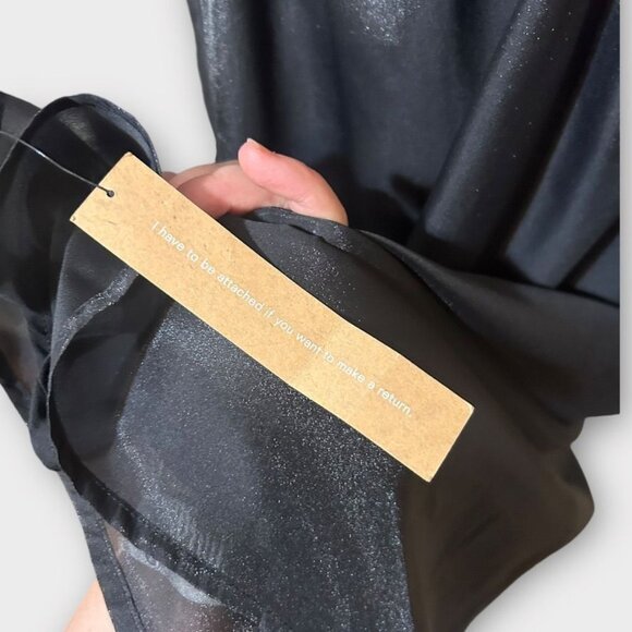 NWT Reformation Meesha Dress 6 Black Sheer Open Back NEW $378 Midi - Picture 6 of 14